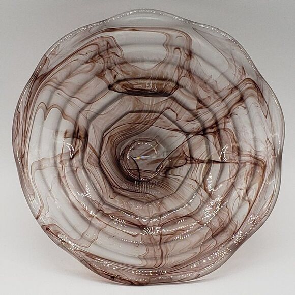 Walther & Sohne Oralit Sepia Vintage German Cloud Glass Pedestal Bowl - Picture 3 of 14